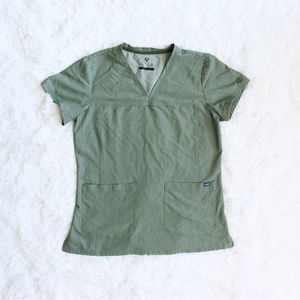 ADAR PRO Heather Olive Sweetheart V-Neck Scrub Top